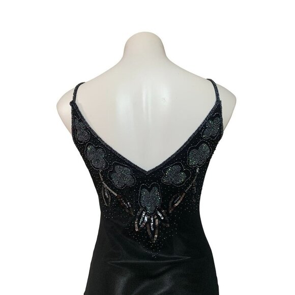 Vintage 90s/Y2K Fantasy Beaded Silk Slip Dress Evening Gown Size 6 SMALL - Picture 6 of 11